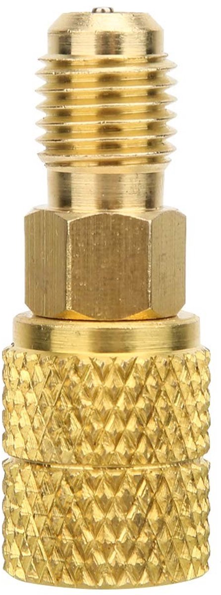 Allecto adapter vrouwelijk - R410A buiten 1/4 binnen 5/16 - Hoogwaardig messing - Koeling - Perfect voor HVAC-systemen - Betrouwbare aa...