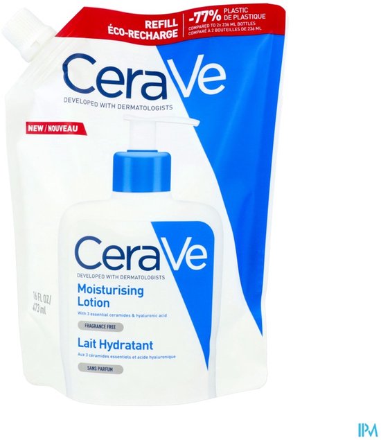 CeraVe vochtinbrengende lotion navulverpakking met pompflacon. Voor gezicht en lichaam.