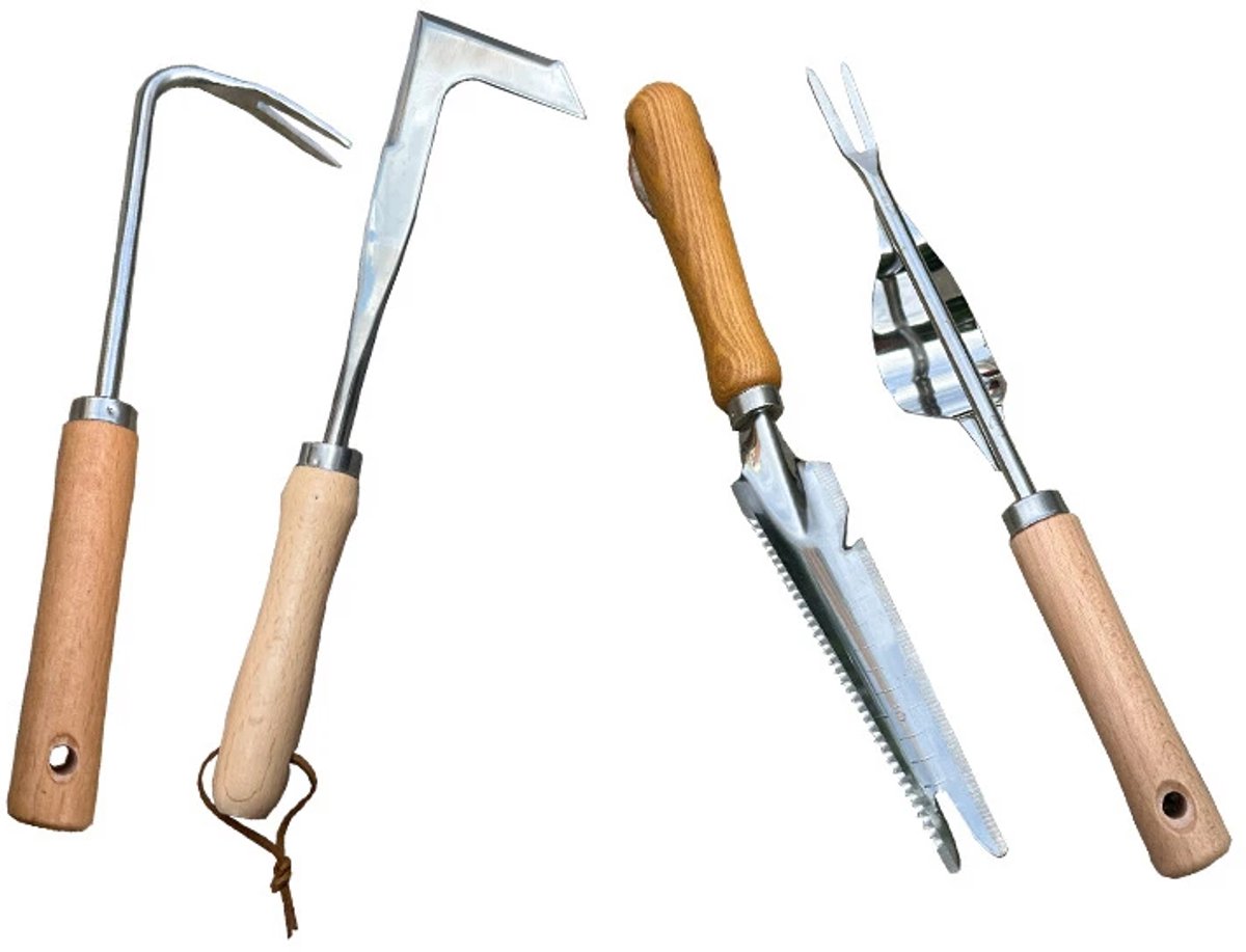 Onkruidtrekker gereedschap, set van 4 tuingereedschappen, geschikt voor tuin, terras, bloembedden en trottoirs