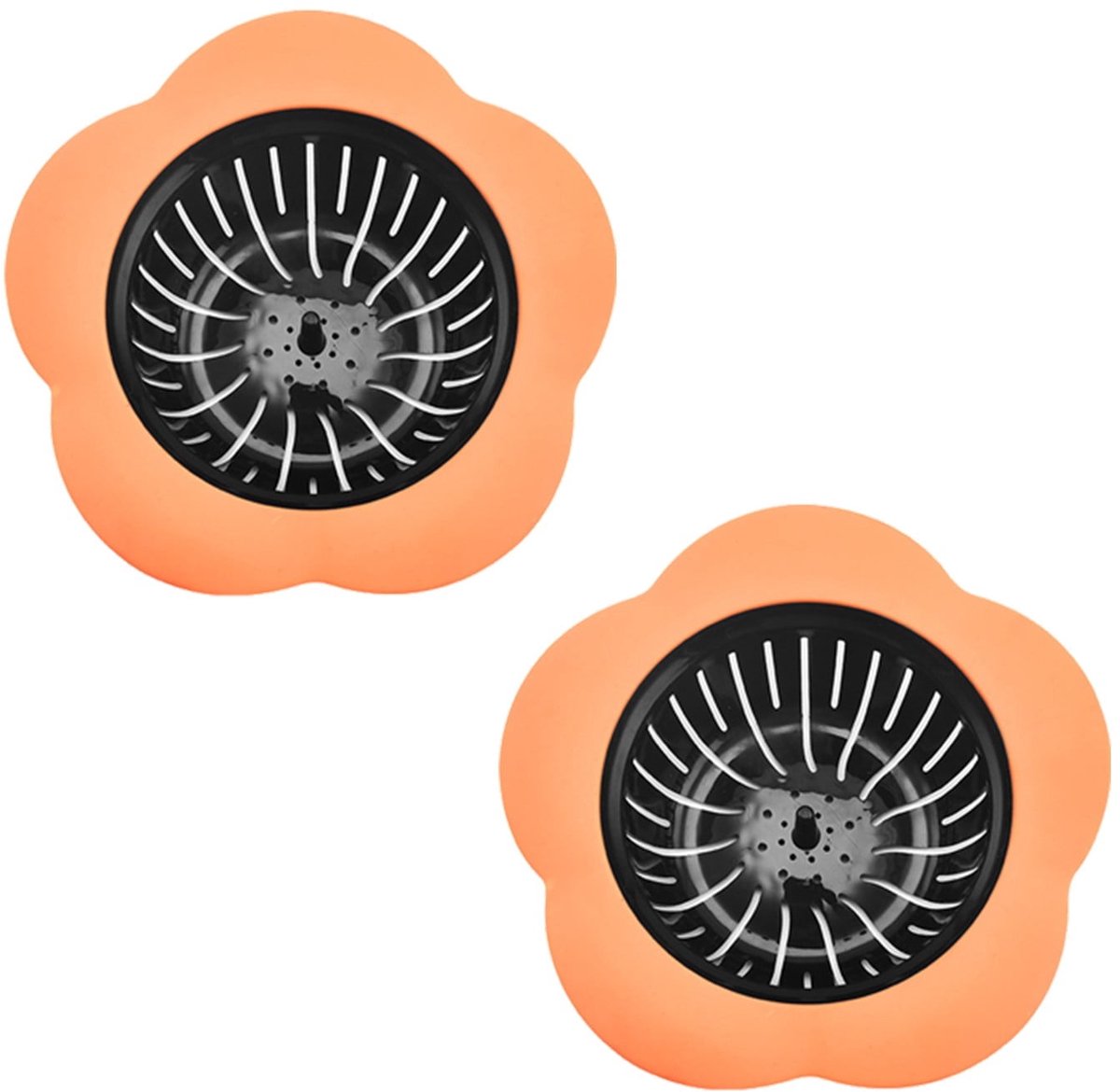 Set van 2 afvoerfilters voor keukens, huishoudelijke gootstenen, oranje