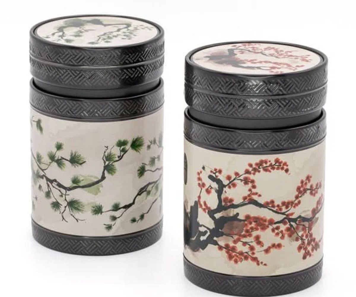 Akashi Theeblik Set – Eigenart Blik - Geschikt voor losse thee - Set van 2x150gr
