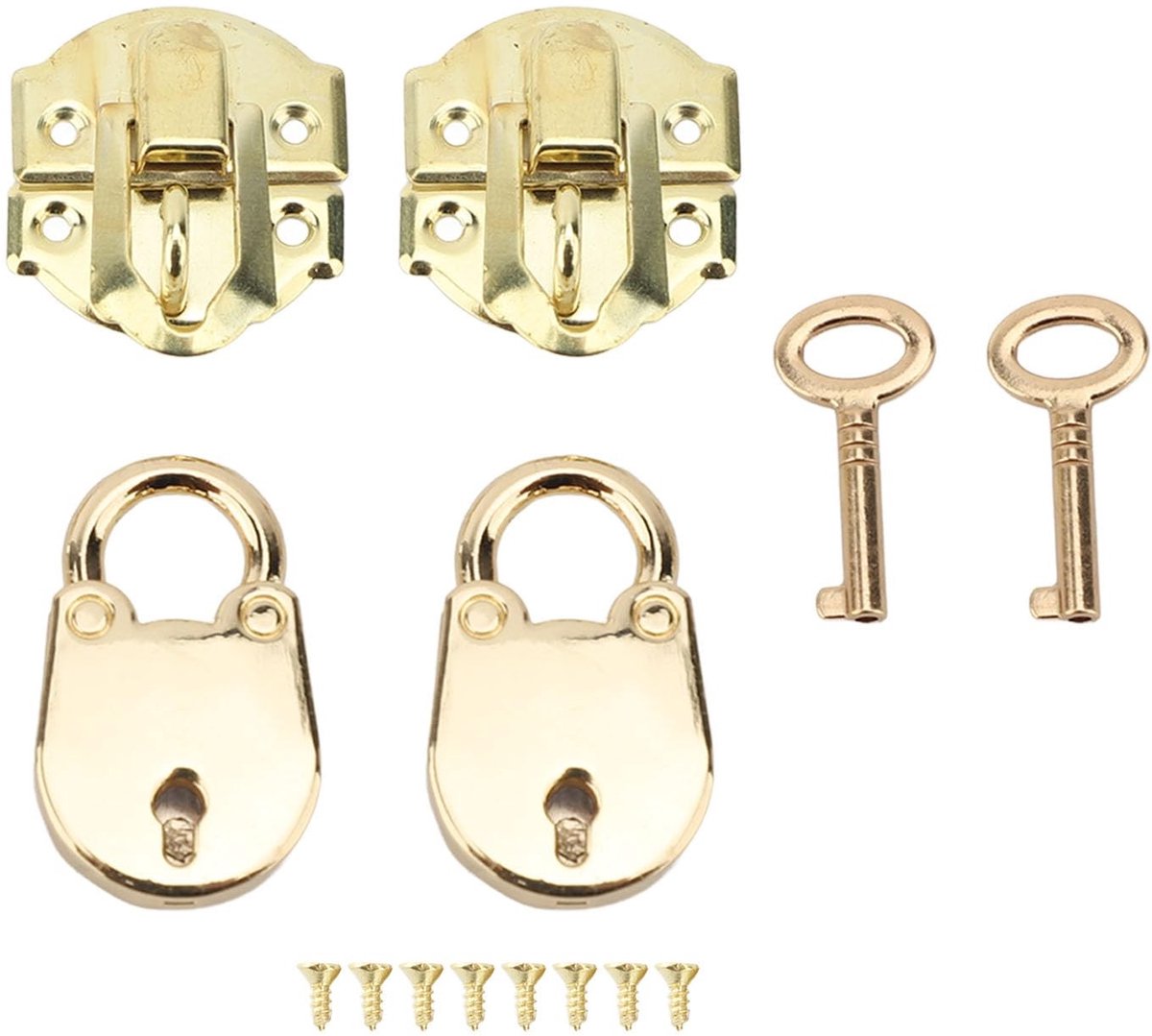 Allecto - Zipper Lock - Vintage Hasp Slot - Decoratieve Sleutels - Geel - Zinklegering - Geschikt voor Houten Dozen - Sleutelset