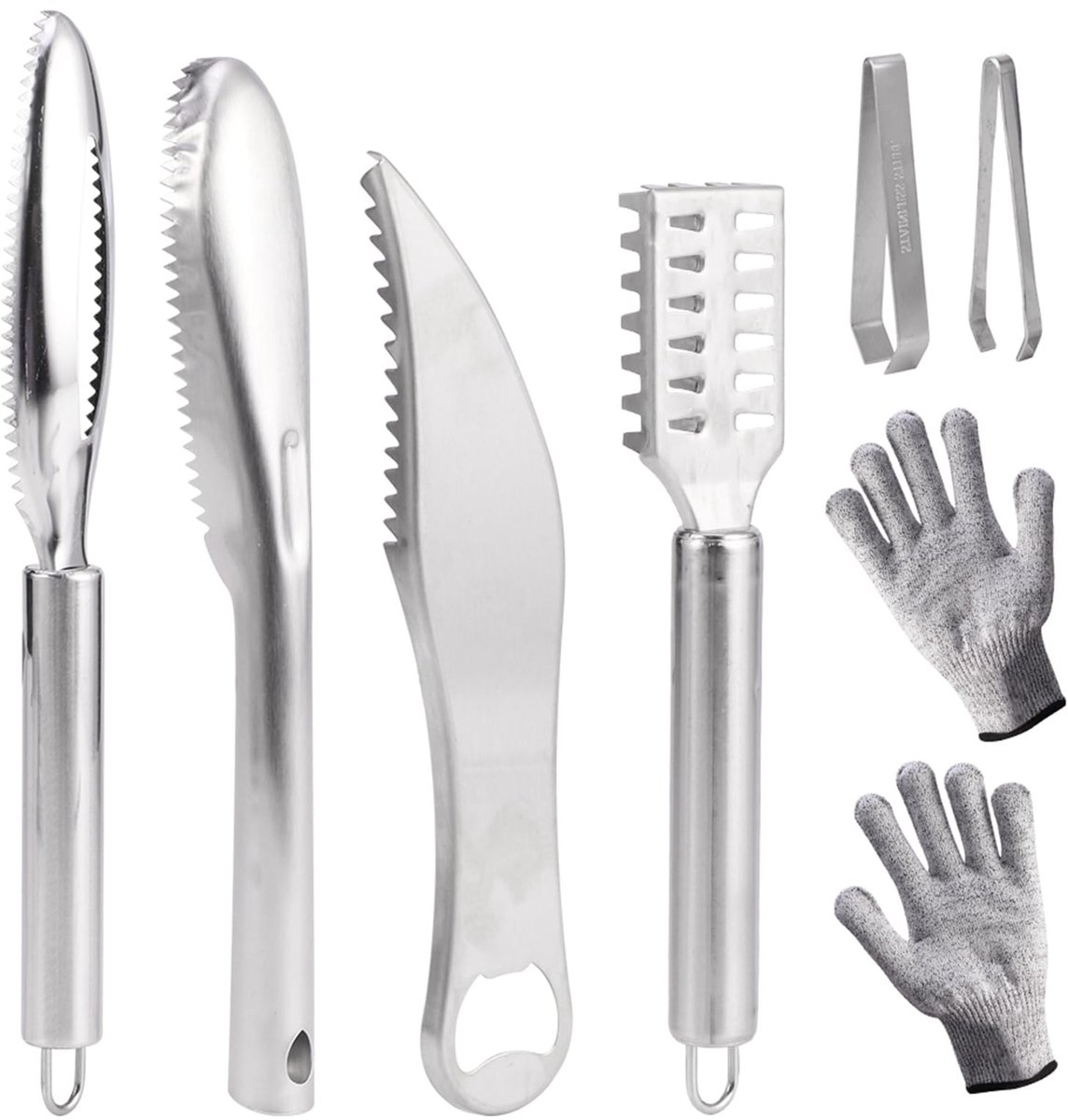 Allecto - Fish Scaler - Vis Schubben Verwijderaar - Set met Handschoenen - Vis Schubben Schraper - Keuken Gereedschap - Geschikt voor Thuis Kok