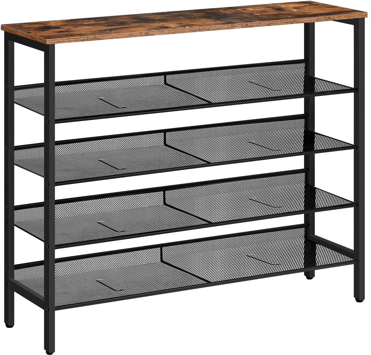 Allecto - Schoenenrek - 5-laags - Vintage bruin - Schoenorganiser - Verstelbaar - Geschikt voor 16-20 paar schoenen