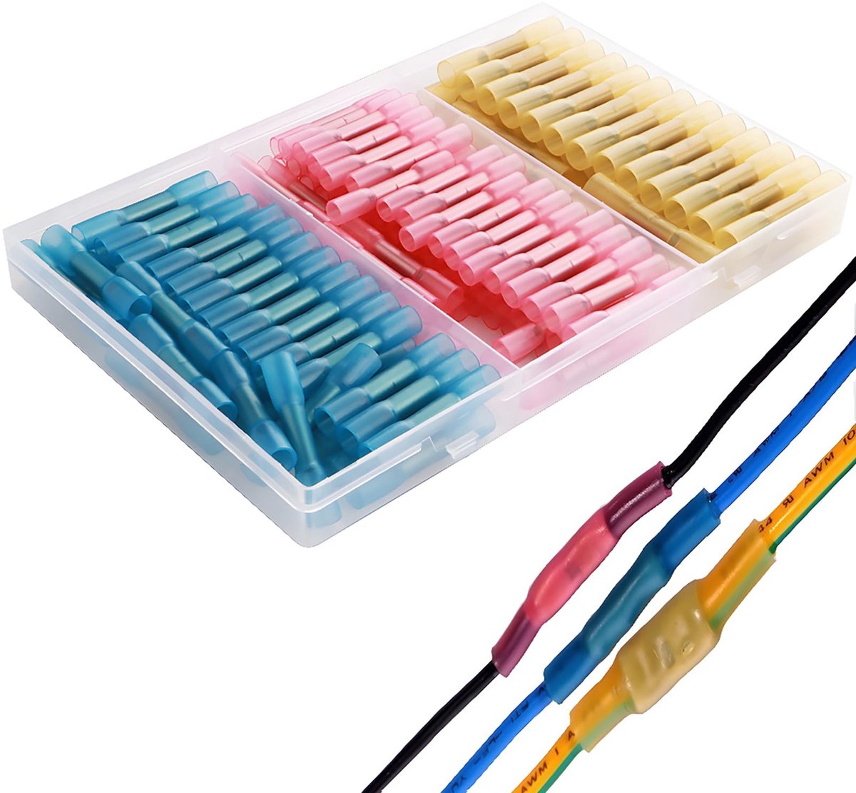 Virtubuy - Waterproof Cable Connectors - Crimp Connectors - Thermisch krimpbare verbindingen - Rood en blauw - Kabel lugs en compressie aansluitinge...