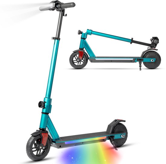 Elektrische kinderstep 150W, 14 km/u, 15 km bereik, verstelbaar stuur, LED, EBS rem, opvouwbaar, lichtgewicht, groen