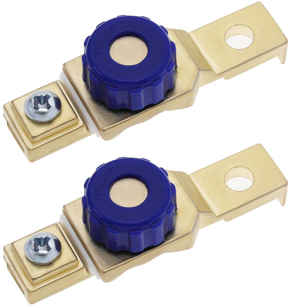 Allecto - Batterij Disconnect Schakelaar - 80A - Snelle Ontkoppeling - Goud en Blauw - Ideaal voor Motorfiets Batterijen - 2 Stuks