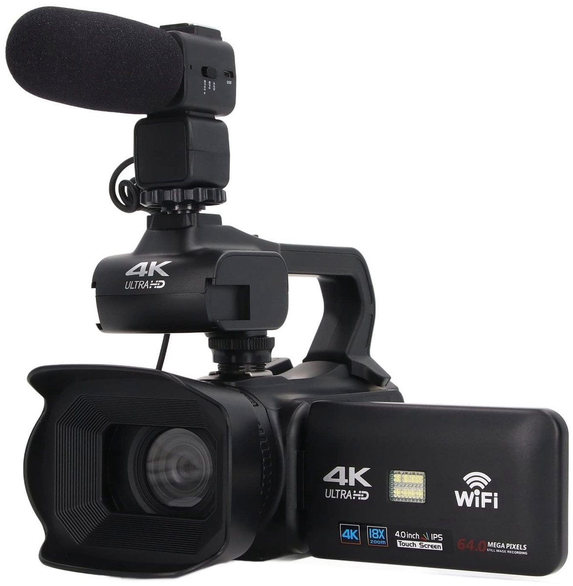 Allecto - 4K Ultra HD-videocamera - Digitale Zoom - Handheld-stabilisator - 3,0-inch IPS-aanraakscherm - Vlog-videorecorder - Geschikt voor vlogger...