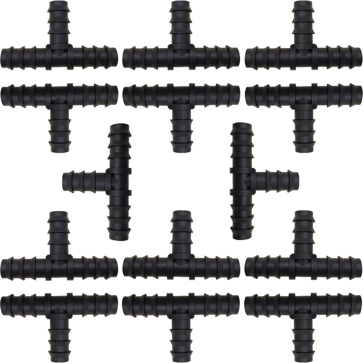 Allecto - Druppelirrigatieverbinder - T-buisverbindingen - 14 stuks - Zwart - Irrigatieslangconnector - Geschikt voor 1/2 inch slang