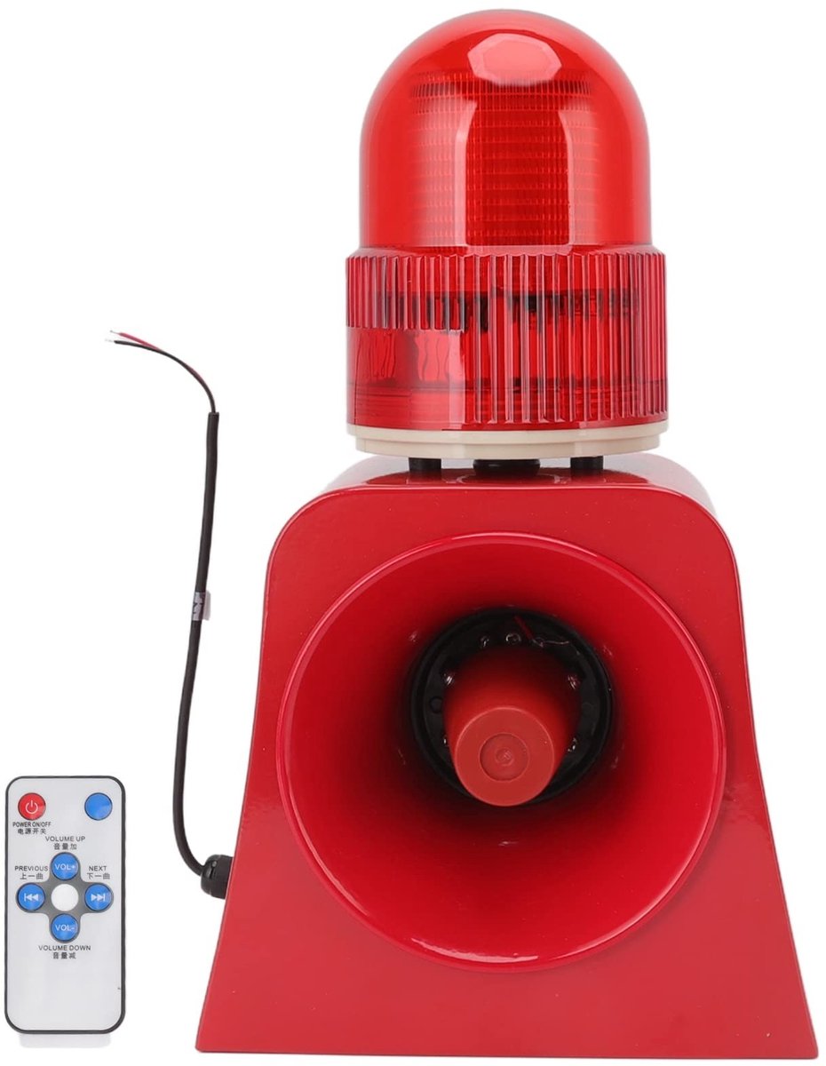Allecto - Geluid en Licht Alarm - Draadloze Afstandsbediening - 120 Decibel - Rood - Waarschuwingslamp - Geschikt voor buitengebruik - Noodlamp