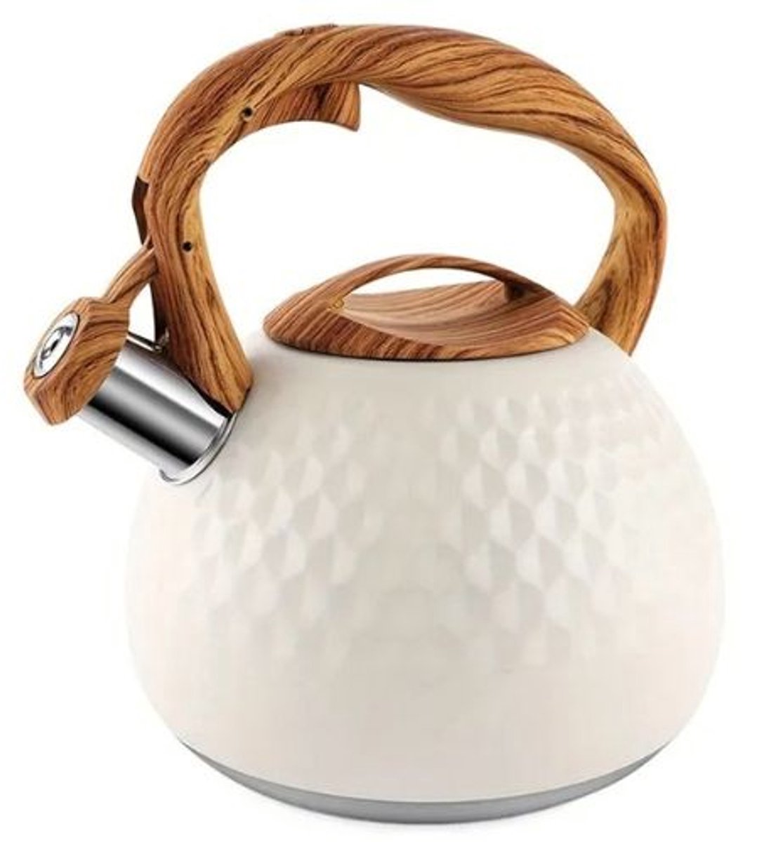 Fluitketel - Waterketel - 3L - RVS - Houten Handvat - Beige - Met Fluid