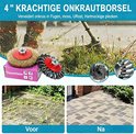 4" krachtige onkruidborstel voor turquoise grastrimmer verwijdert onkruid, mos en vuil uit voegen.