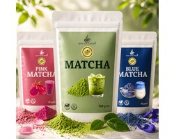 Mito Matcha 3pack - Deluxe boosterpack - Premium Matcha - Blue Matcha - Pink Matcha - Matcha latte - Matcha poeder