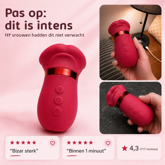 Sensual Desire® LIPS – Likkende Tong Vibrator – Vibrators & Sex Toys voor Vrouwen – 14 Standen met Zuigfunctie – Clitoris Stimulator Realistisch – Stil & Waterdicht
