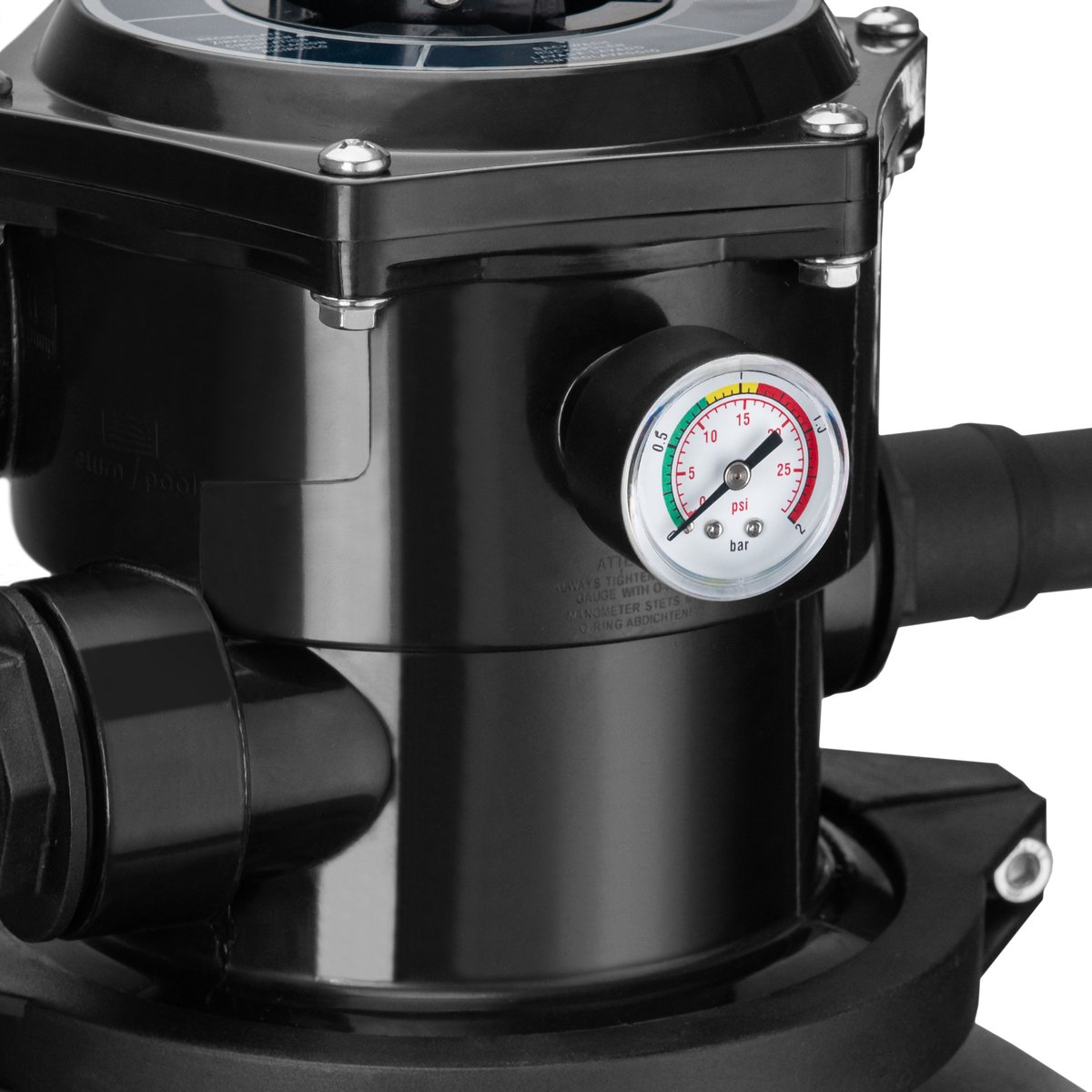 COIL Zandfilterpomp 6000 l/u (200W) – Zwembadpomp tot 18m³ – 7-wegklep met manometer – Geschikt voor zand en filterballen – foto 6