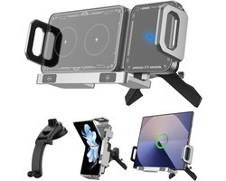 Sander Shop Autotelefoonhouder voor Samsung Galaxy Z Fold 7/6/5/4, 90° draaibaar met draadloos opladen, 2-in-1 ventilatie & dashboard autohouder voor iPhone Qi-smartphones