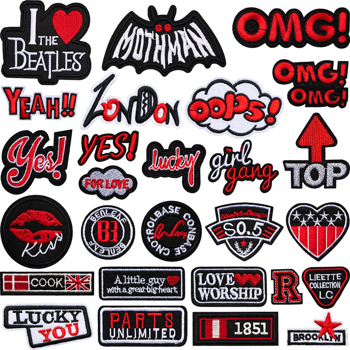 Daity 27-pack - Patches voor kleding - DIY kledingdecoratie patches - strijk embleem - grappige borduurapplicatie patches voor kleding, jeans, broeken, jassen, schoenen, rugzakken