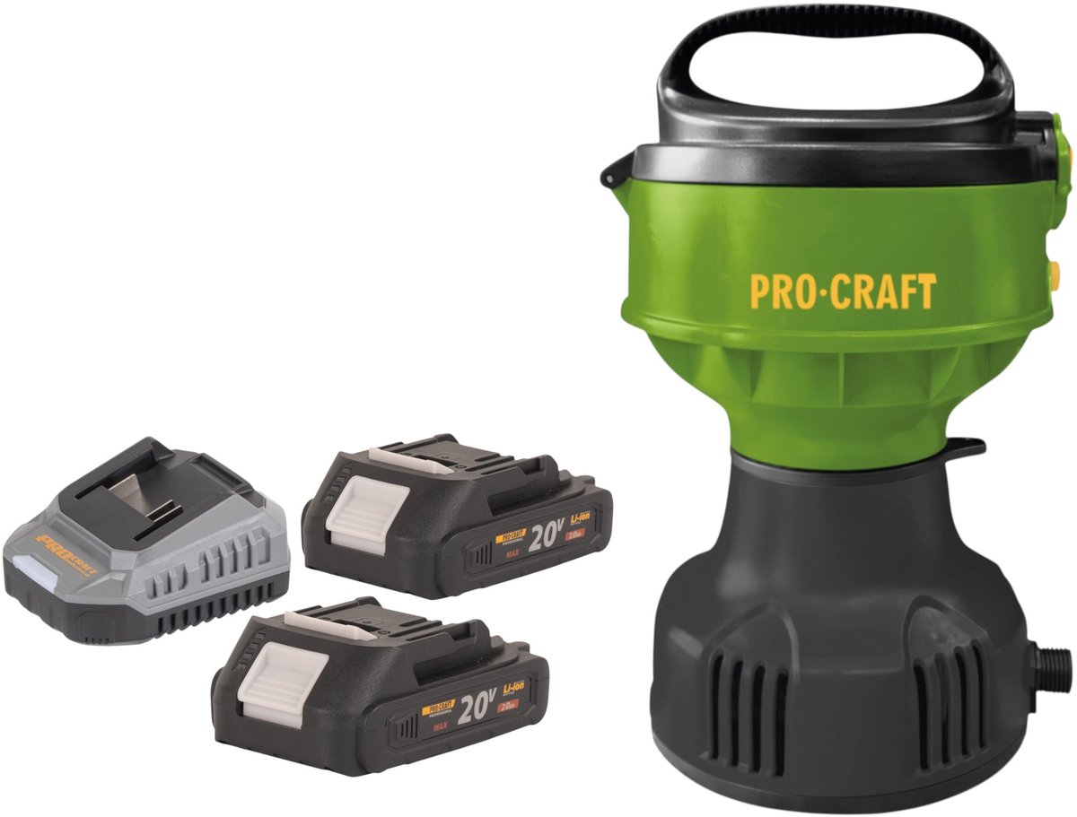 Procraft CPN22bb accu-zwembadpomp 20 V 3200 l/u + 2x accu 2,0 Ah + oplader