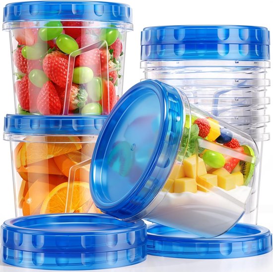 Boîtes de congélation - 8x300ml - Boîtes de conservation pour congélateur - Boîtes de rangement empilables - Sans BPA - Boîtes de préparation de repas - Lot de boîtes de conservation avec couvercle - Robustes et réutilisables