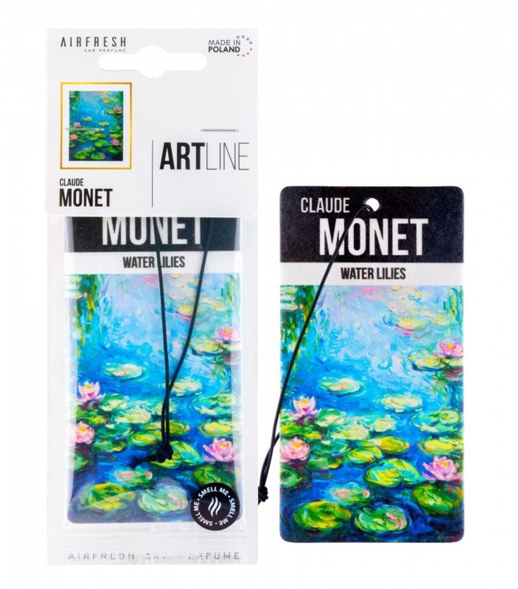 AIRFRESH Art Line Water Lily Auto Geurhanger – Claude Monet Geïnspireerde Car Air Freshener Hangende Luchtverfrisser tot 30 Dagen
