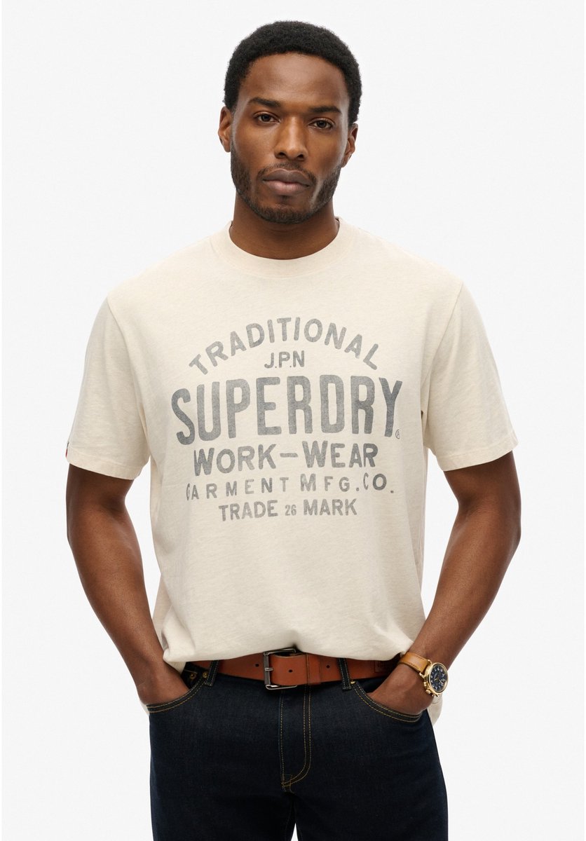 Superdry Werkkleding T-shirt crème Wit
