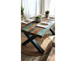 Eettafel 200x100 cm – Industriële Massief Houten Eetkamertafel – Grote Rechthoekige Keukentafel 6-10 Personen – Vintage Design met Metalen Frame – Vermissen