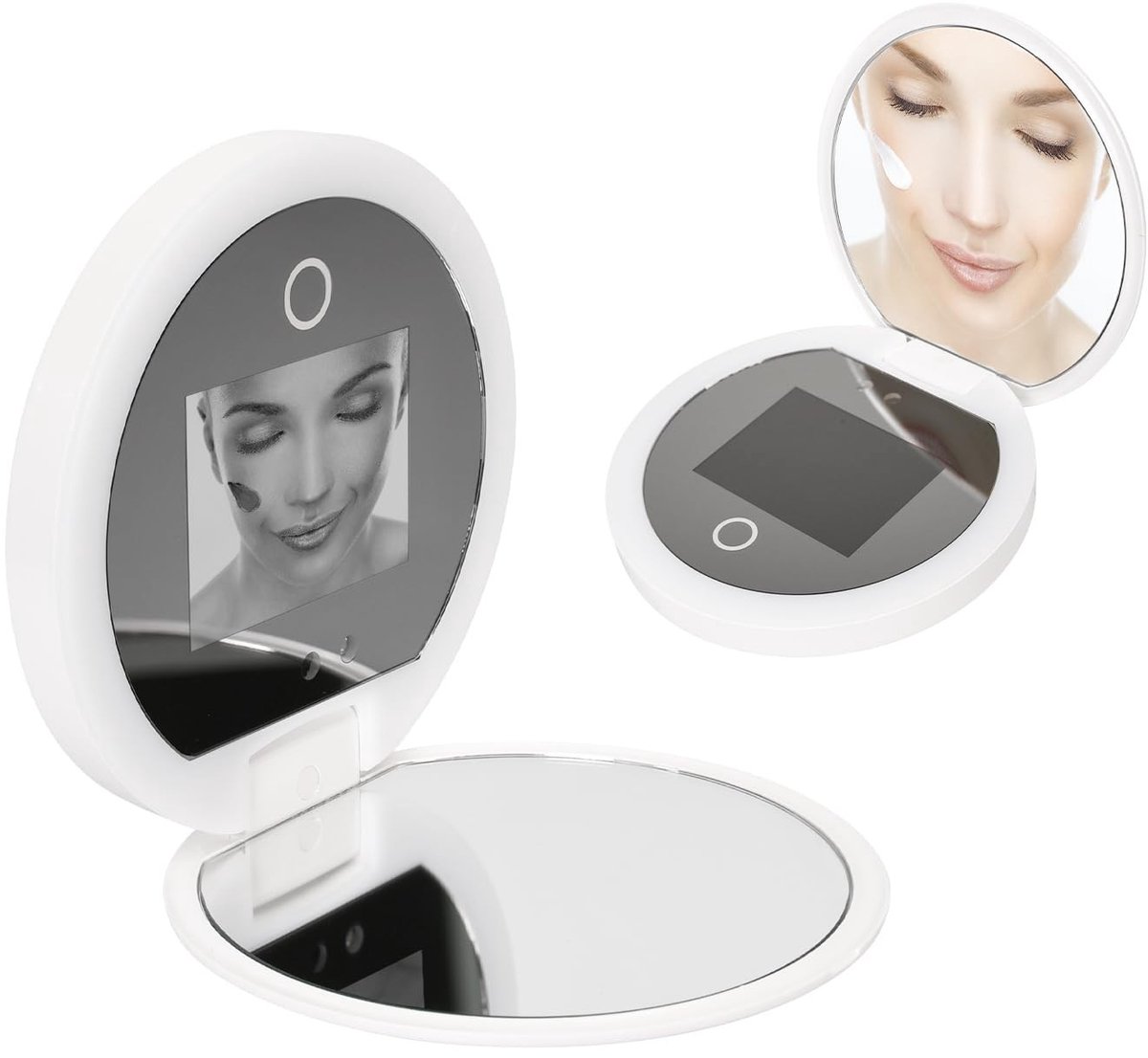 Allecto - Portable UV Mirror - Compact Makeup Spiegel - UV Camera - Grijs - Reis Spiegels - Geschikt voor Make-up - Compact en Magnifying