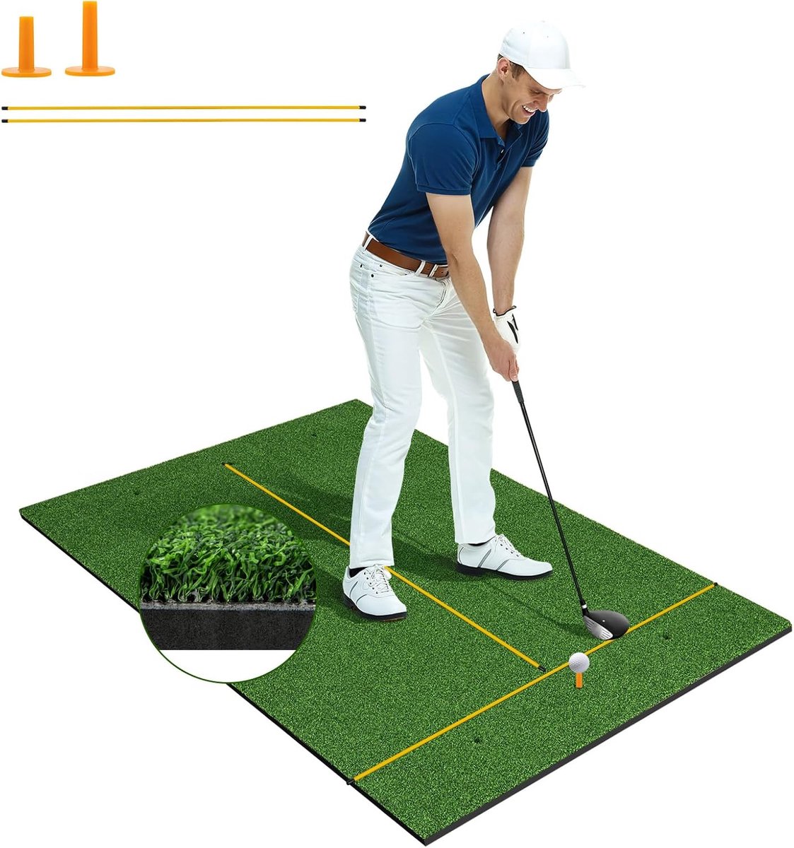 COSTWAY Golf Putting Mat 152x117 cm 27 mm dik - Afslagmat Golf EVA - Oefenmat Golf - Golf Accessoire