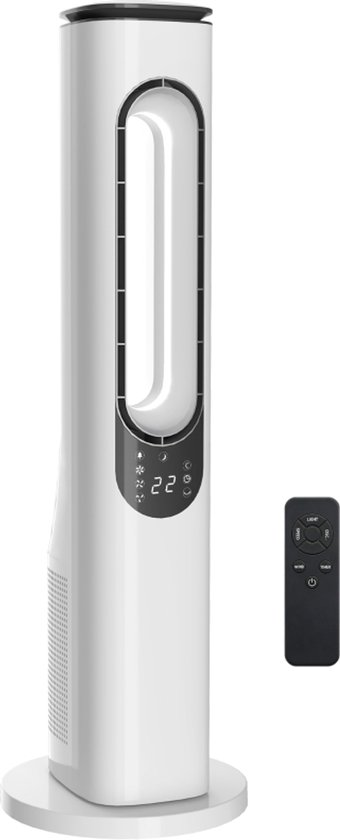 Rotorloze torenventilator wit 95,5 cm stil 35 dB 3 snelheden timer 15 uur LED-verlichting afstandsbediening
