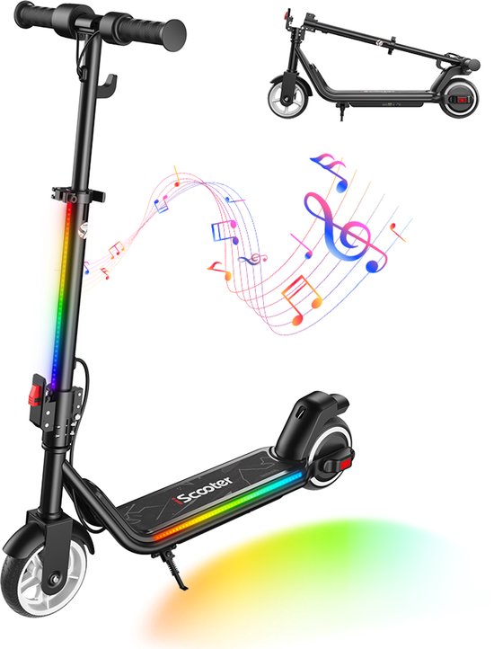 Elektrische Kinderstep iScooter iK3max - 200W - 13KM - RGB Verlichting - Muziekfunctie - 21,6V 4,5Ah - Veilige Dubbele Rem - Opvouwbaar