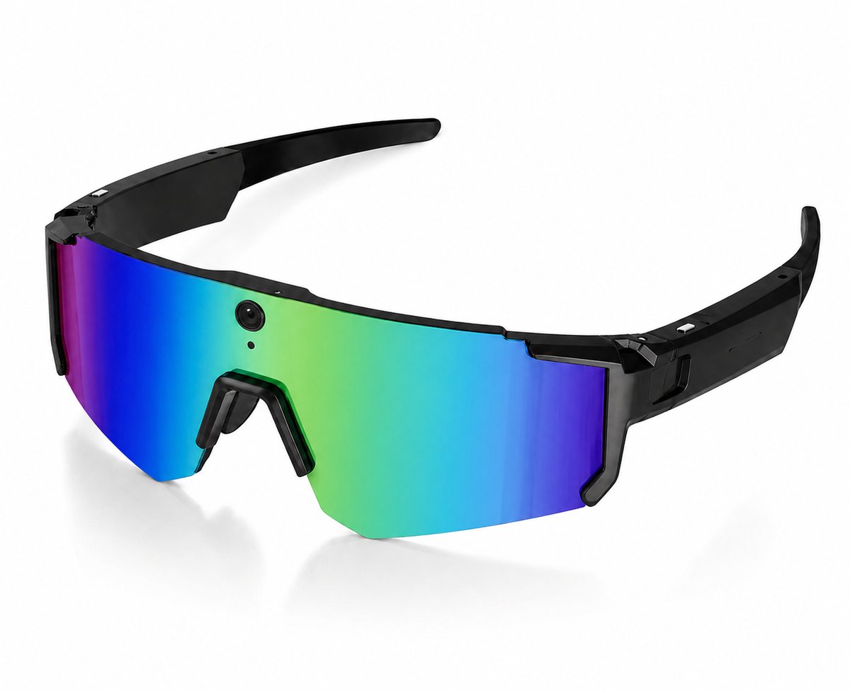 Pelor AI Vision Pro Fietsbril met Camera - Bluetooth Audio - Sportbril Zonnebril - HD Video - Surround sound - Zwart Met Neonglas
