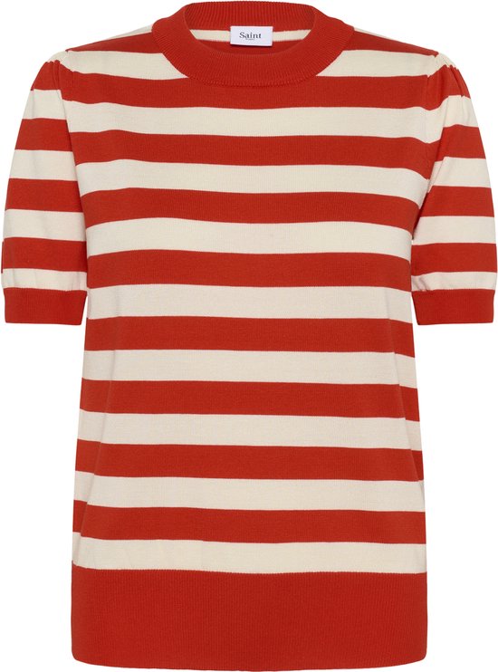 Saint Tropez MilaSZ SS Block Stripe Pullover Dames Trui - Valiant Seedpearl Block Stripe