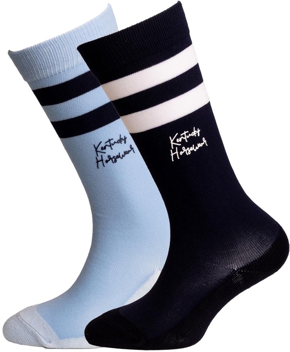Kentucky Horsewear - Kinder Sokken stripes set of 2 marine/lichtblauw 31/34