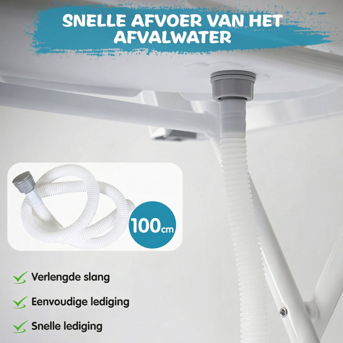 Opvouwbare Babybadkuip met IJzeren Standaard 66x61x82 cm – Ergonomisch op Staande Hoogte Geen Gebukt Staan Meer – Inklapbaar tot 17 cm – Inclusief Afvoerslang & Waterstop – Draagvermogen 35 kg – Voor Pasgeborenen & Baby s – TPR Bad – Grijs thumbnail 3