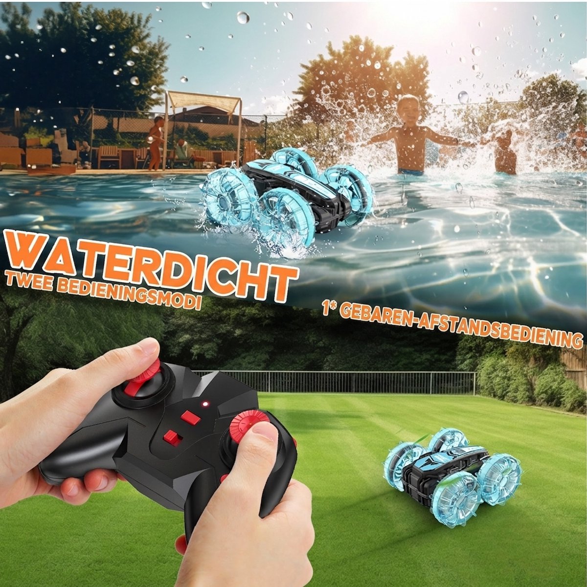 Korffe Bestuurbare Auto - RC Auto - Waterdicht - 360° rotatie - Rc voor Buiten - Race Auto Afstandsbestuurbare – Met Extra Accu-Buitenspeelgoed-Blauw — afbeelding 5