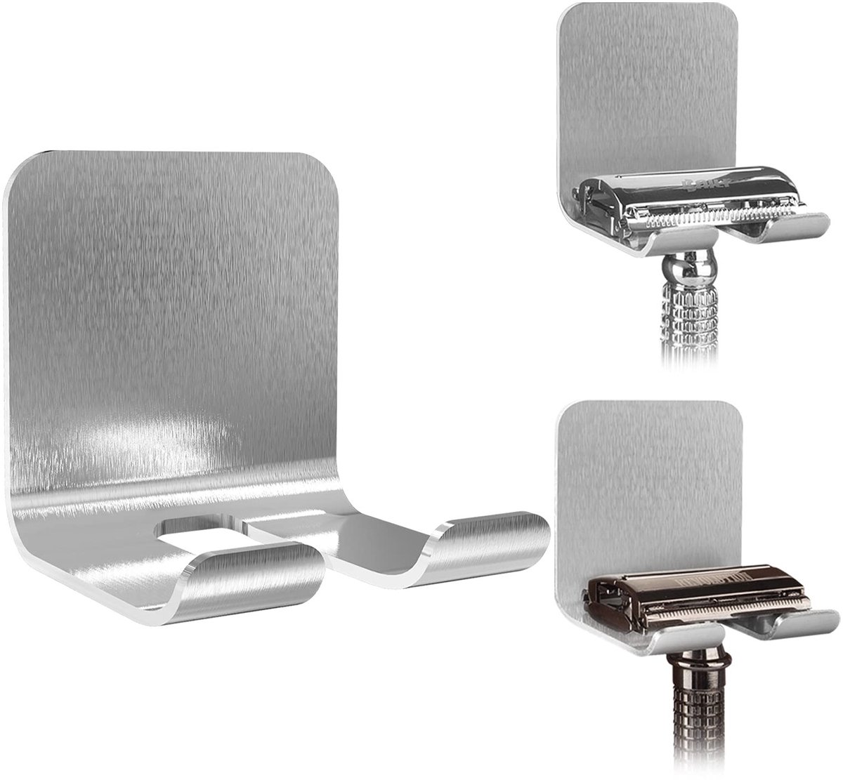 Allecto - Scheermeshouder - Badkameraccessoire - Zelfklevend - Scheerapparaat Hanger - Wandmontage - Geschikt voor Douche - Compact formaat