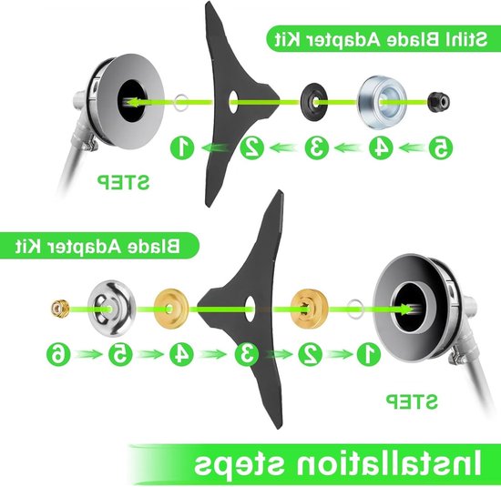 aladdien - 2-delig bosmaaiermes - thermisch grastrimmermes - hoge efficiëntie - geschikt voor onkruid en struiken - drie tanden - 25,4 mm boring van Aladdien — afbeelding 4