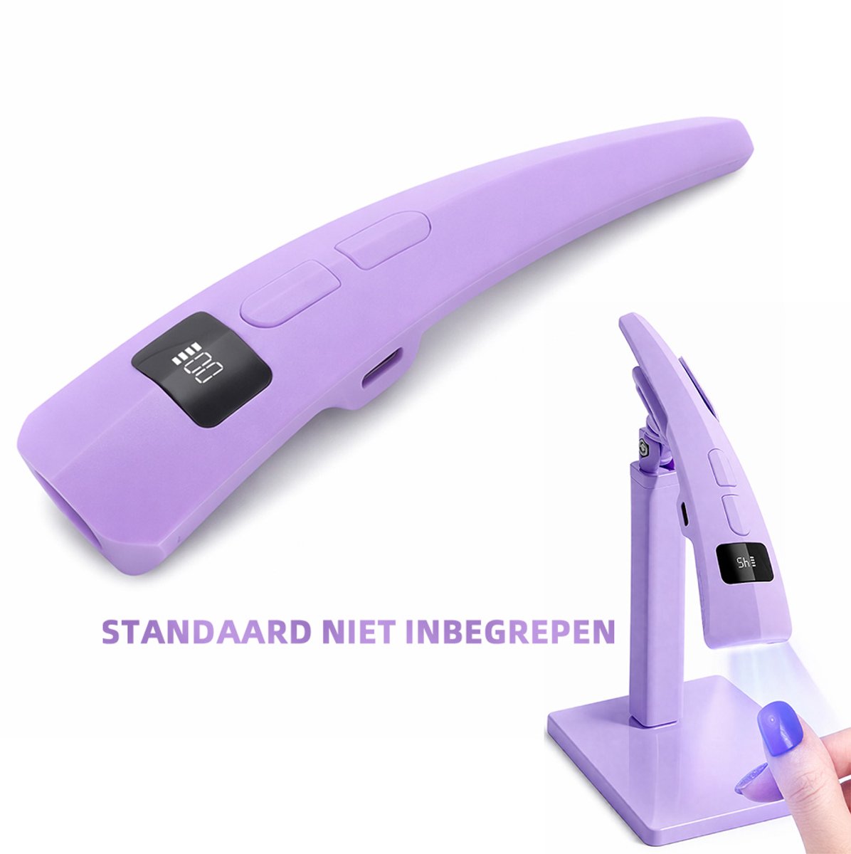 Oplaadbare draadloze nagellamp-Nagellamp met display scherm-UV/LED nageldroger voor gellak-Mini UV Lamp Gelnagels-8W-Paars