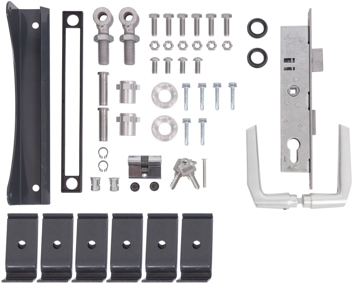 Alberts 678128 Accessoireset Flexo | voor enkele deur | tot 1200 mm hoogte | onbewerkt staal, verzinkt antraciet kunststof gecoat RAL 7016