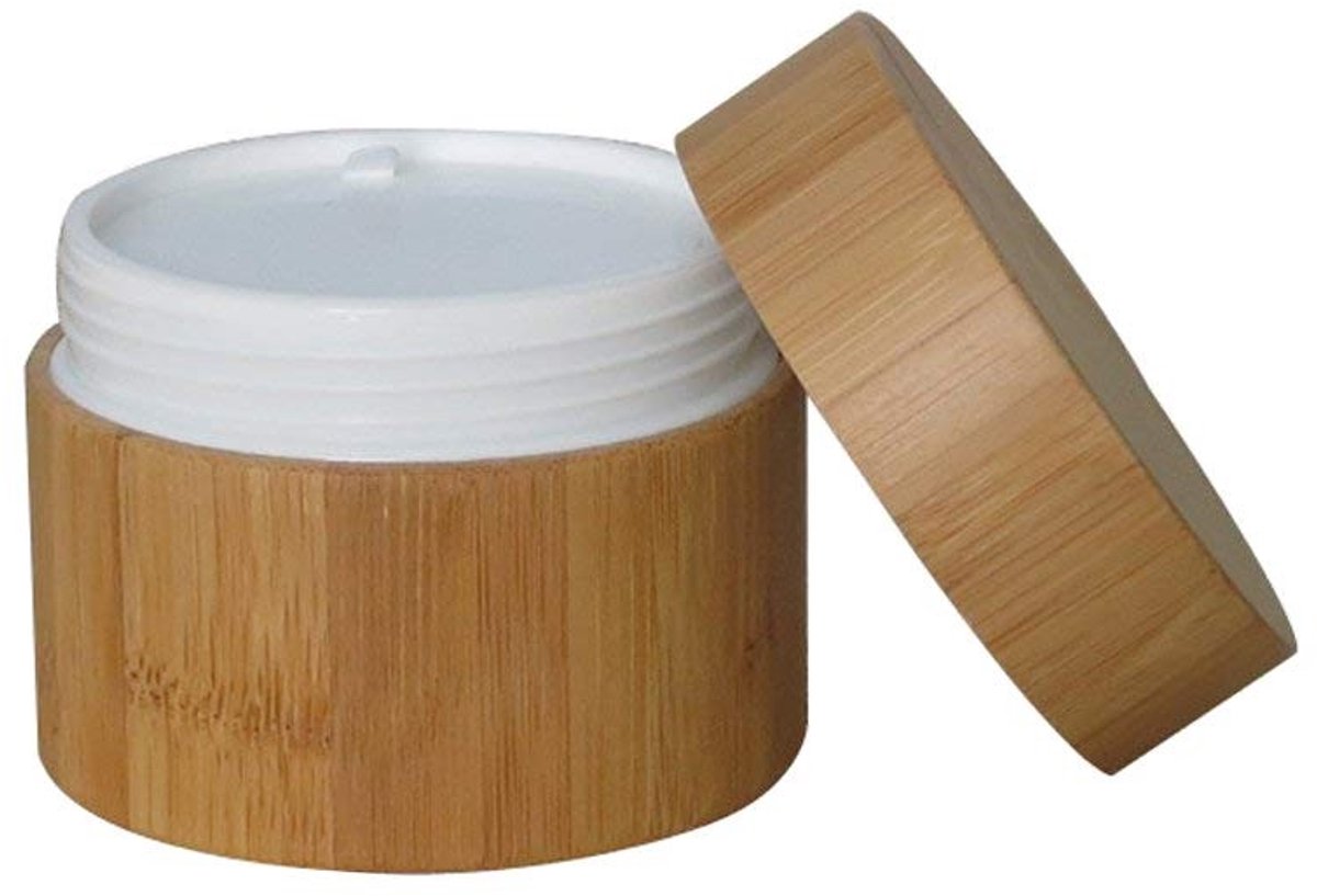 Allecto - Herbruikbare Bamboo Cosmetica Pot - 100ml Luxe Flessen voor Thuis en Reizen - Duurzaam en Milieuvriendelijk - Ideaal voor Cosmetica en Ve...