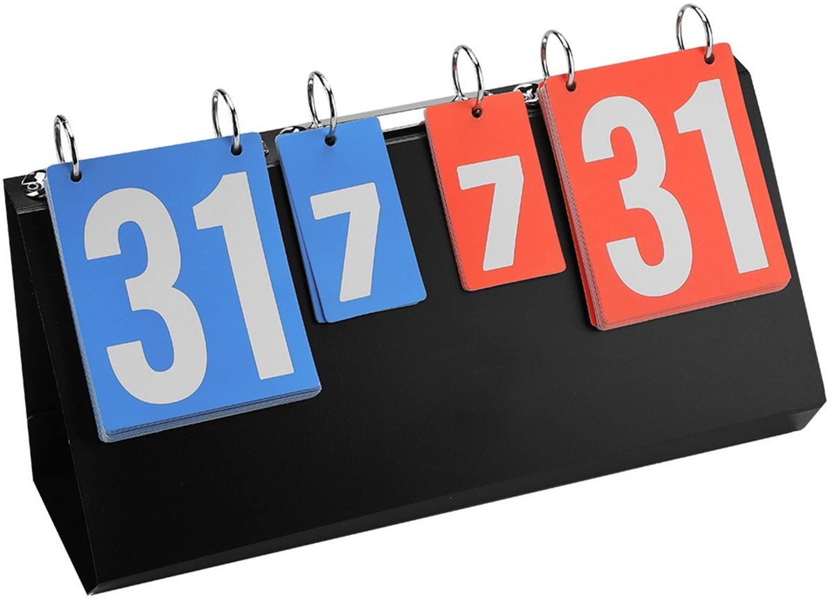 Vouwbaar Scorebord voor Voetbal, Tennis en Volleybal - 4-cijferig Plastic Scorebord