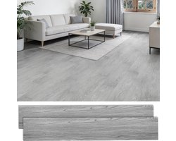 Lemlit Zelfklevende PVC Vloer 5m² - Vinyl Vloertegels Houtlook 36 Stuks - Waterdicht 2 mm - Voor Keuken Woonkamer en Hal - Lichtgrijs