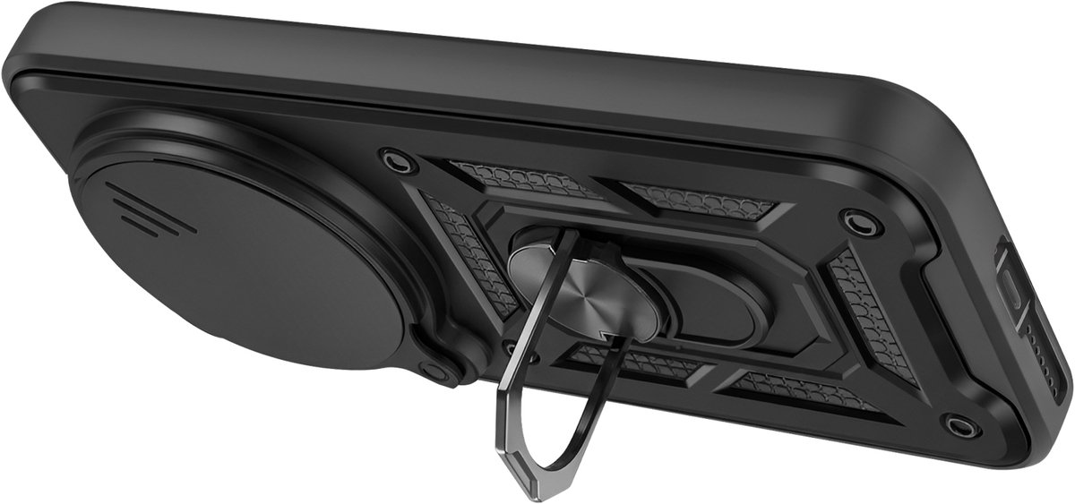 Mayaxess, Hoesje geschikt voor Xiaomi 17 Ultra - Camera Schuif & Magneet Ring, Zwart