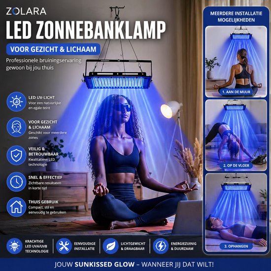 Zolara Appareil de bronzage facial - Lampe UV - Lampe de bronzage LED pour le visage et le cou - Lampe de bronzage d'intérieur - Lampe de bronzage compacte - Usage domestique - Autobronzant