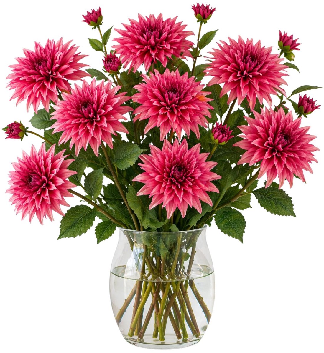 Mica Decorations Kunstbloem Dahlia Artistic - 10x - H74 cm - roze - kunststof - stelen kunstbloemen - boeket - bloemetjes Fuchsia