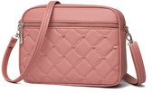 Crossbody telefoontasje voor dames - Schoudertasje met geborduurd hart - Kleine handtas met afneembare schouderband - Stijlvolle roze editie