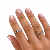 Joyage zelfklevende Plaknagels zonder lijm - 24st - Chrome french - Press On Nails kort - Plaknagels zelfklevende - Plak nagels plakkers - Nepnagels valse nagels Kunstnagels nep nagels - Starterspakket Press on nagels - Nail Art nagel tips fake nails