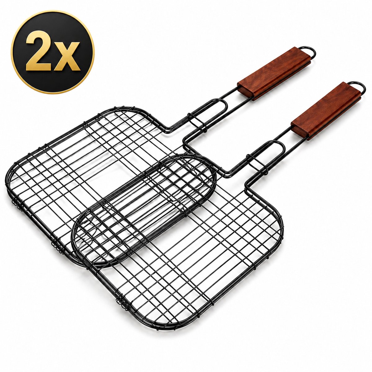 Narvie Hamburger Grill Klem - BBQ Burgergrill - Non-Stick Grillrooster - Met Lange Handgreep - 21 x 21 cm