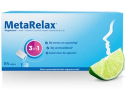 MetaRelax Magnesium Poeder – Voordeelverpakking 84 Zakjes - Hoogwaardig Magnesiumcomplex met Magnesiumglycerofosfaat - Bij Stress & Spanning - Vermoeidheid - Goed voor de Spieren - Hou het hoofd koel en schiet niet in een kramp