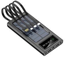 Evy24 Powerbank Zonneenergie - Solar Powerbank - 20.000 mAh - Met Zaklamp - 20W Snellader - Batterij-indicator - Outdoor - Zwart